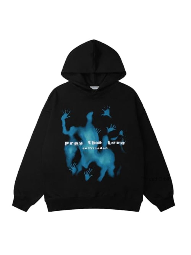 Oversized Graphic Hoodie Vintage Streetwear Pullover Hooded Sweatshirt